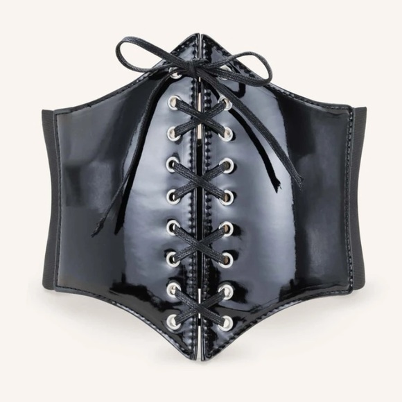 Accessories - Black Lace Up Corset Belt PU Leather
